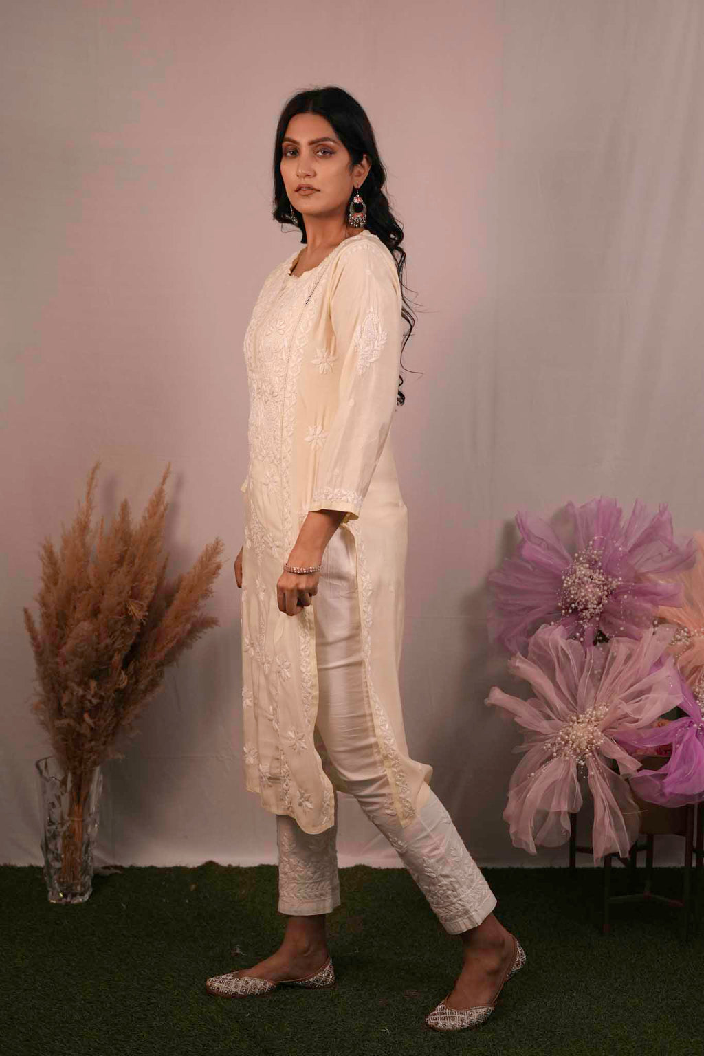 Fancy Cotton Chikankari Long Kurti