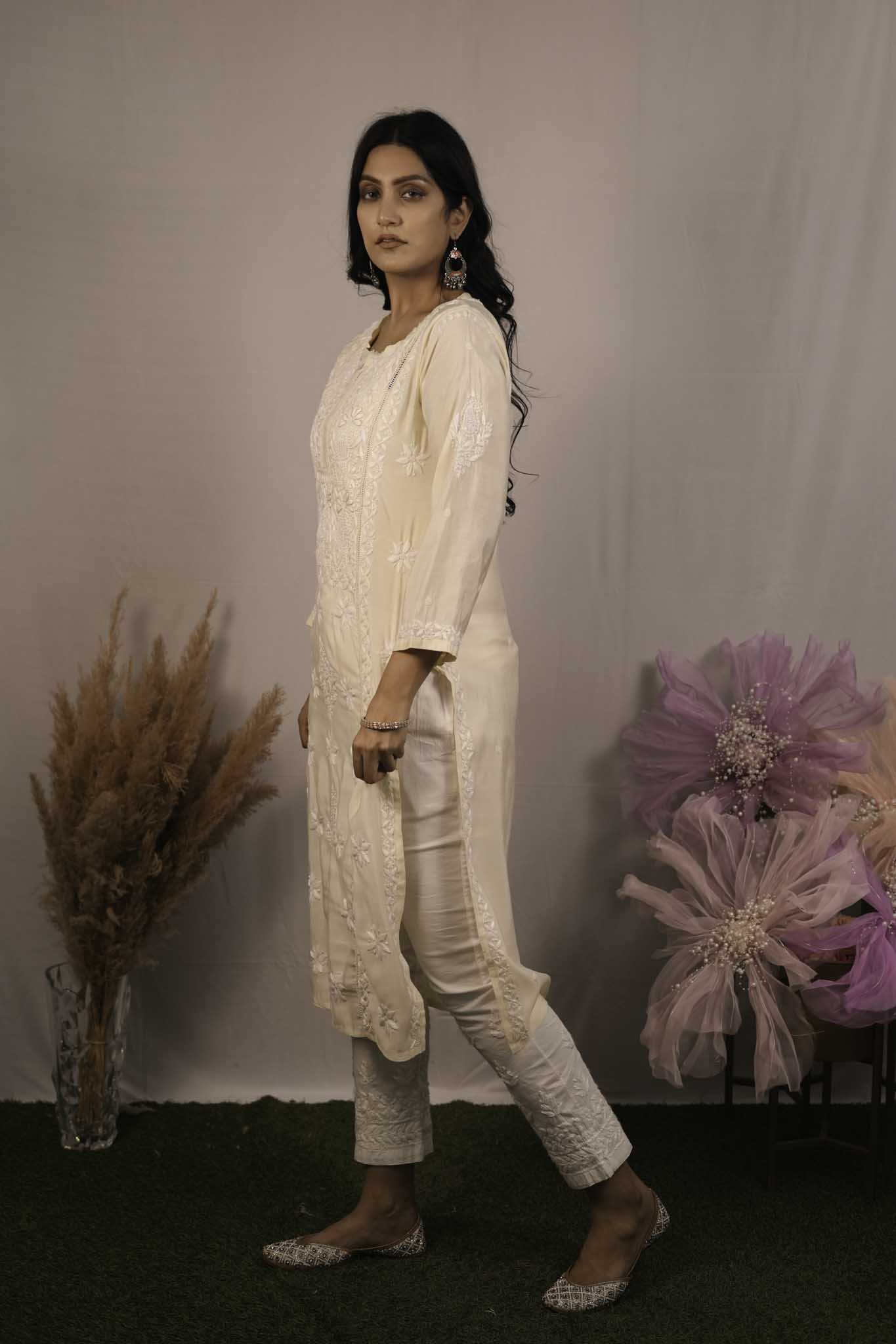 Fancy Cotton Chikankari Long Kurti