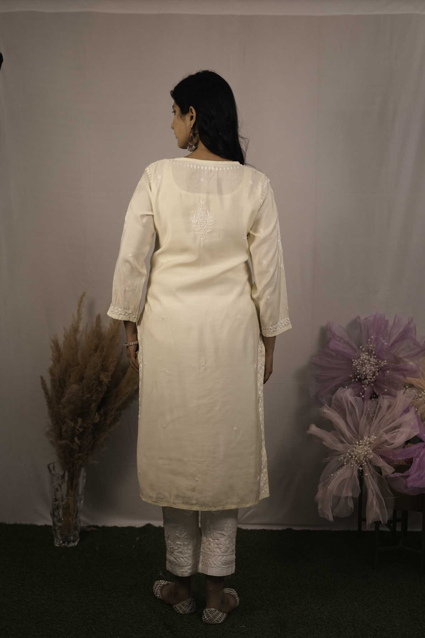 Fancy Cotton Chikankari Long Kurti