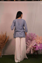Chanderi Chikankari Purple Short Kurti