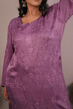 Satin Chikankari Co-ord Set