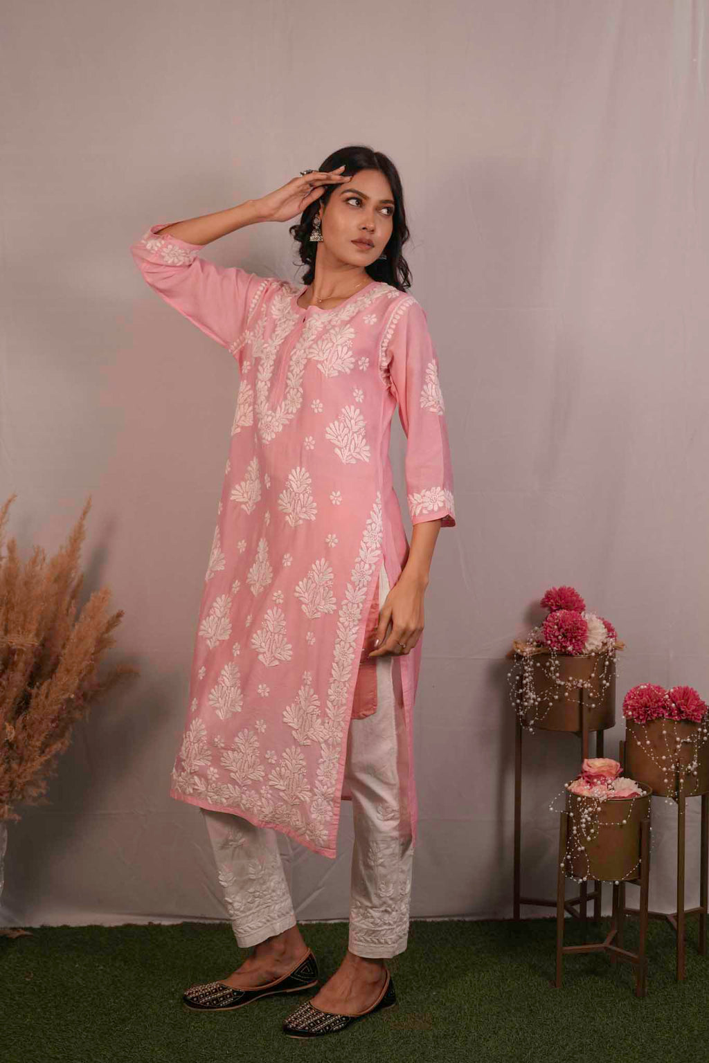 Chanderi Chikankari Kurti