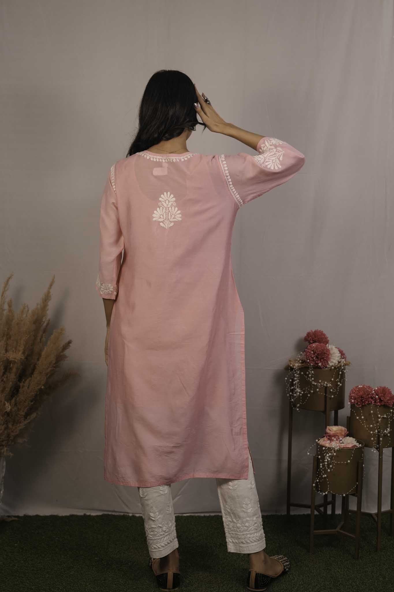 Chanderi Chikankari Kurti