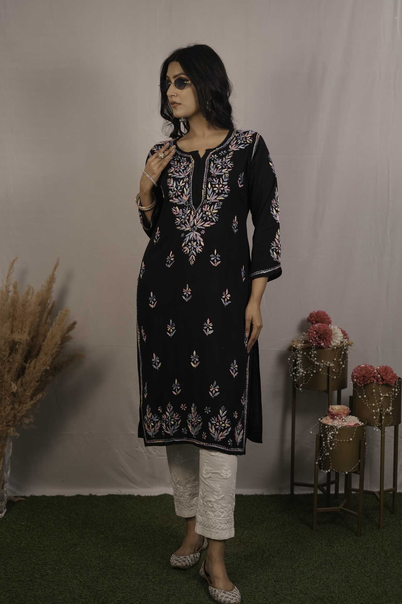 Rayon Chikankari Kurti
