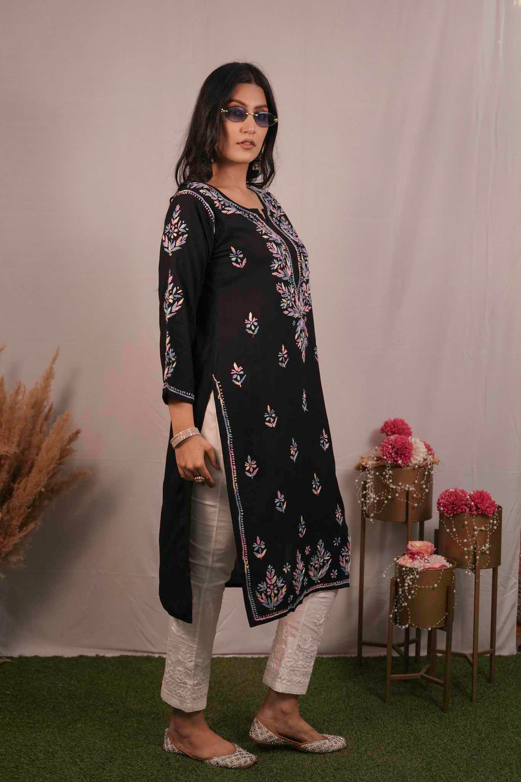 Rayon Chikankari Kurti