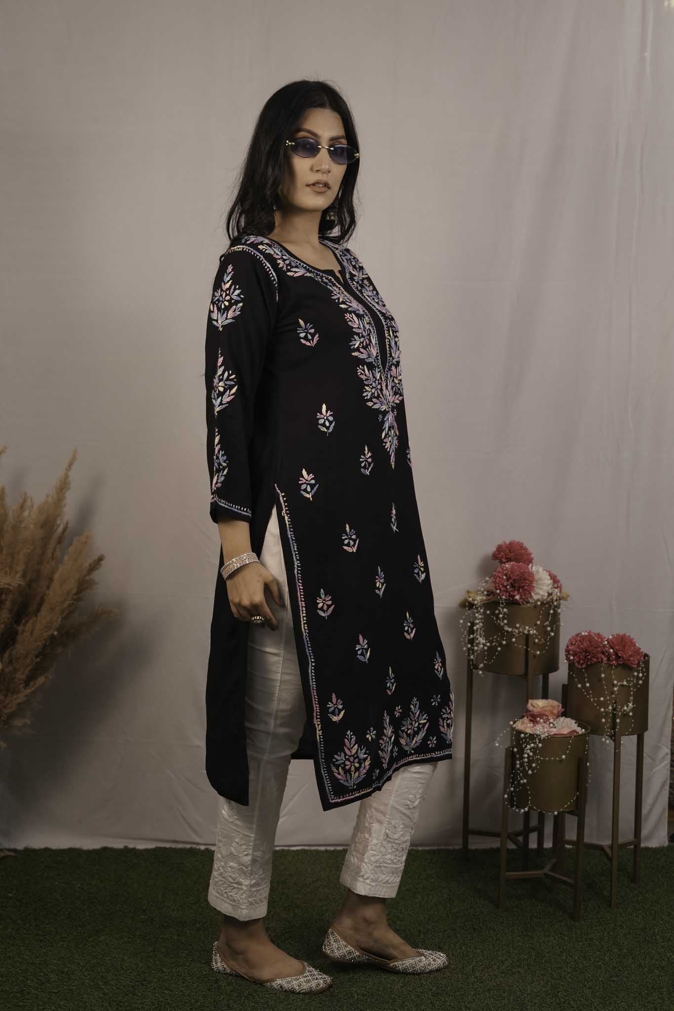 Rayon Chikankari Kurti