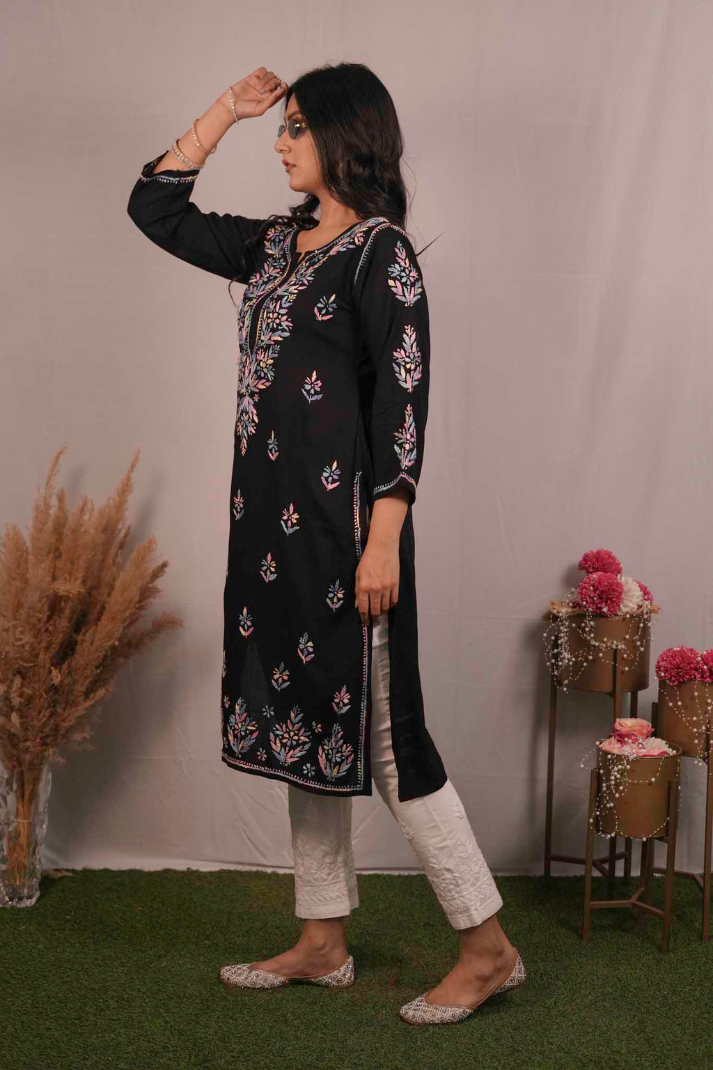 Rayon Chikankari Kurti