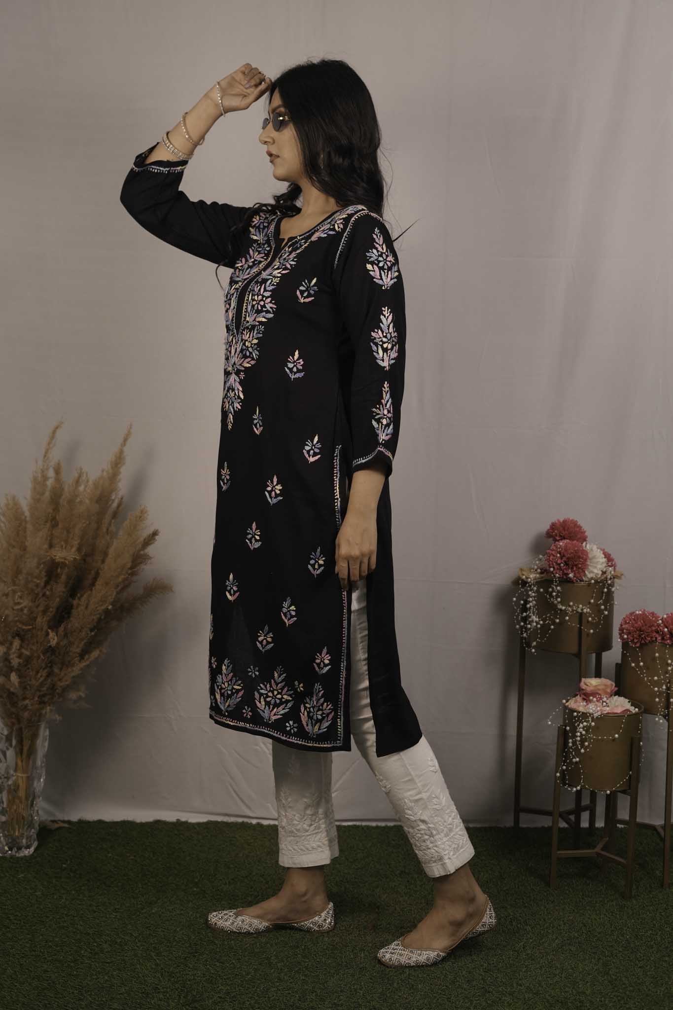 Rayon Chikankari Kurti