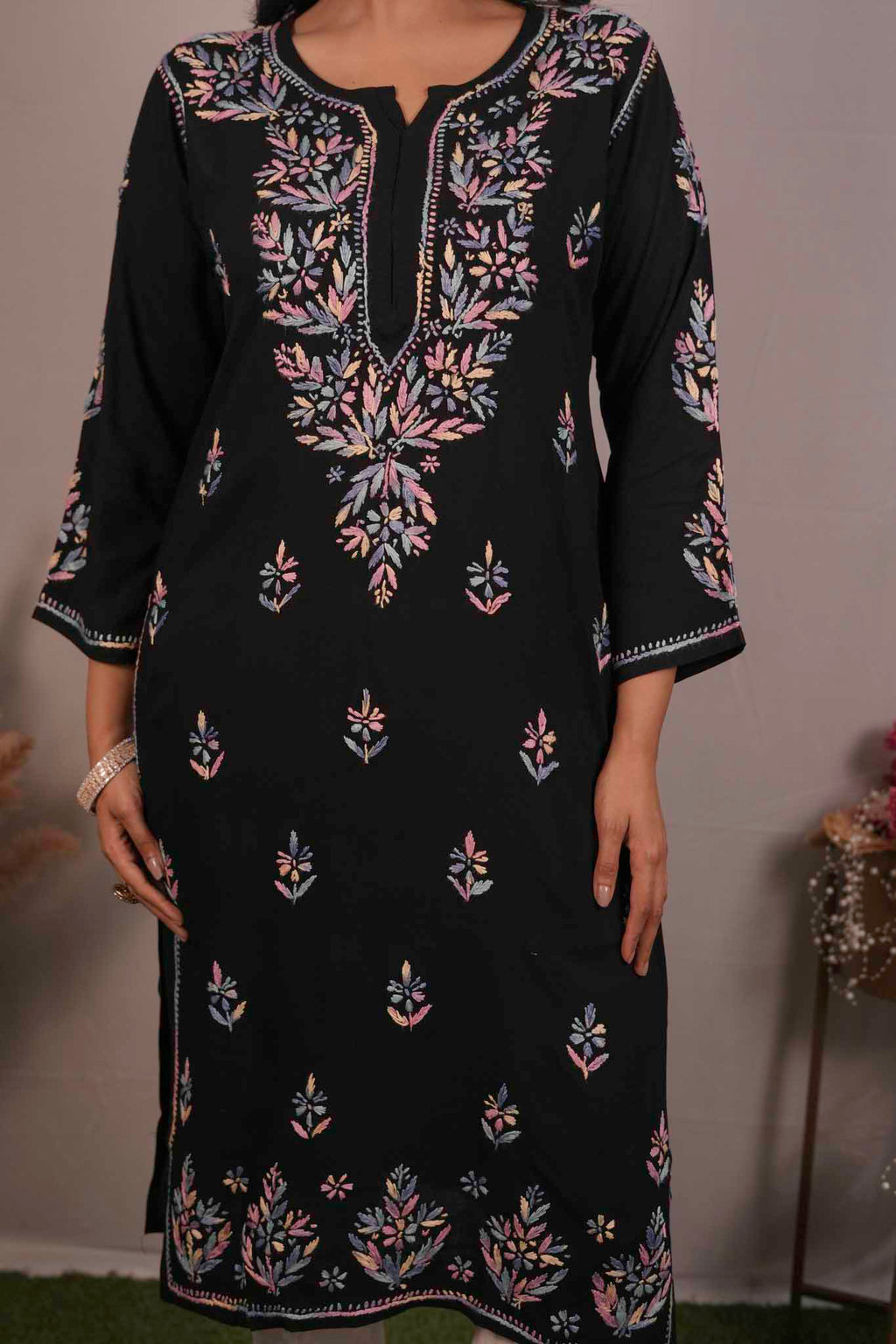 Rayon Chikankari Kurti