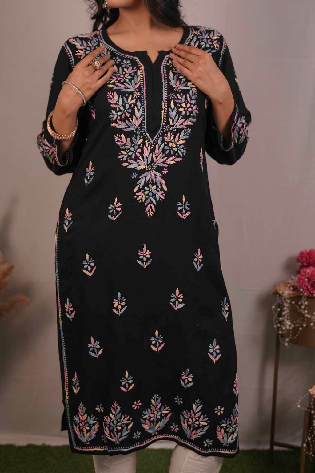 Rayon Chikankari Kurti