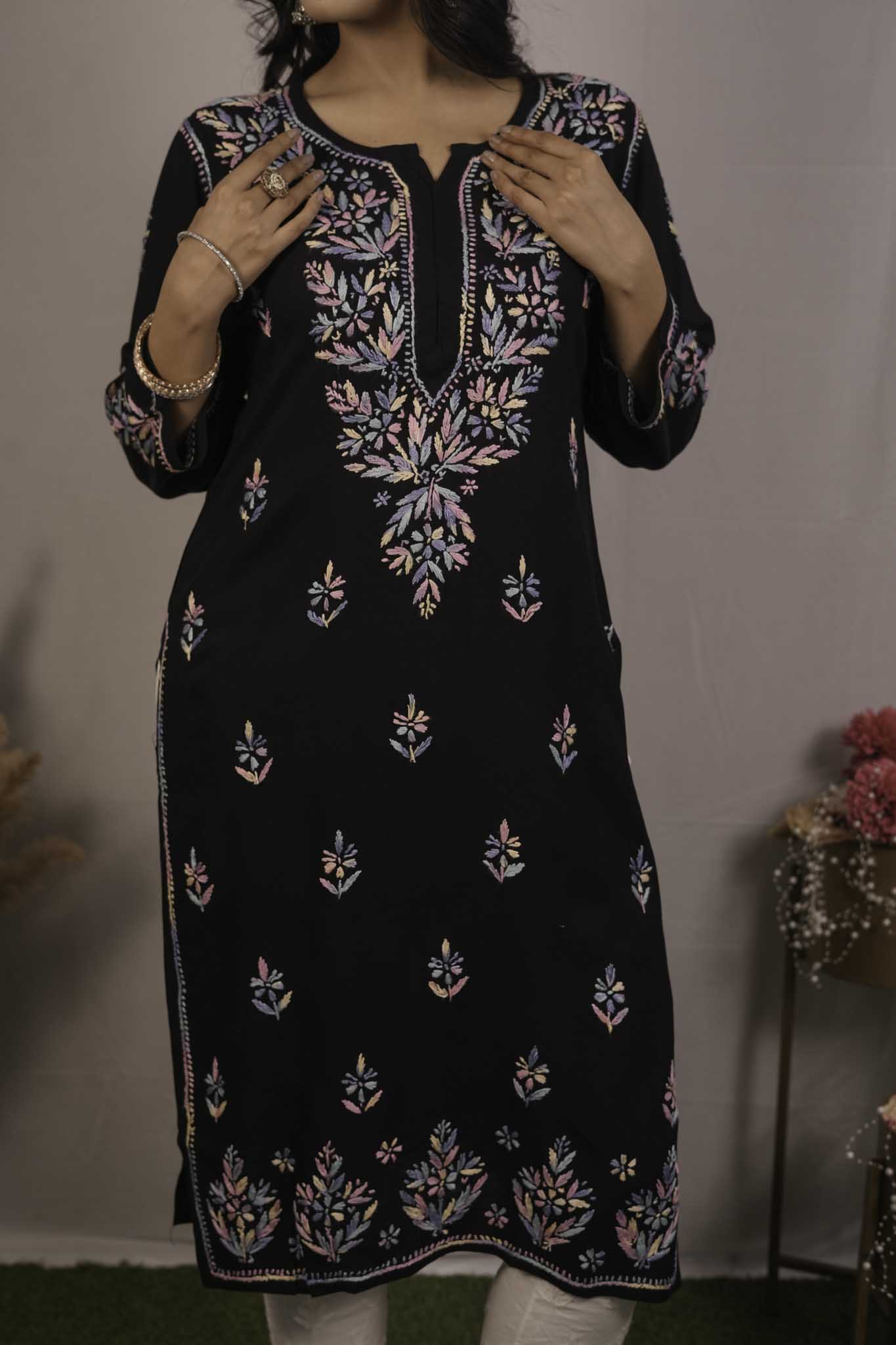 Rayon Chikankari Kurti