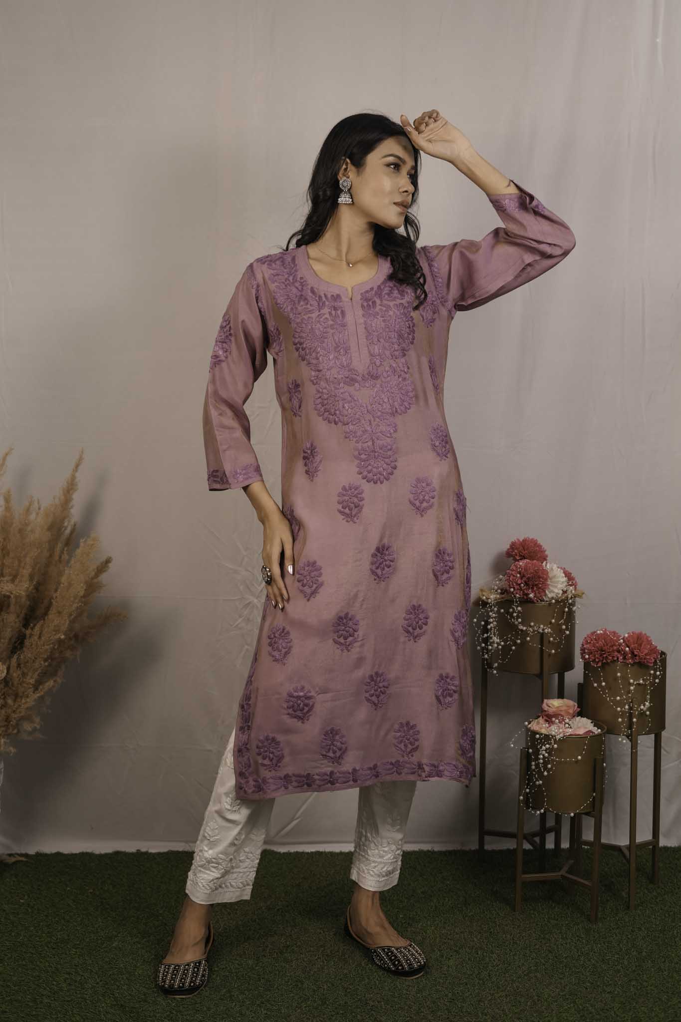 Tissue Chikankari Kurti