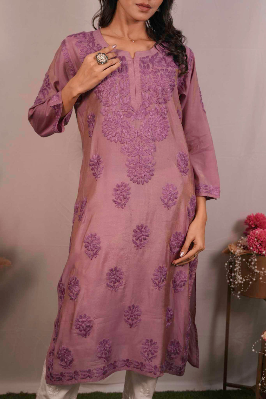Tissue Chikankari Kurti