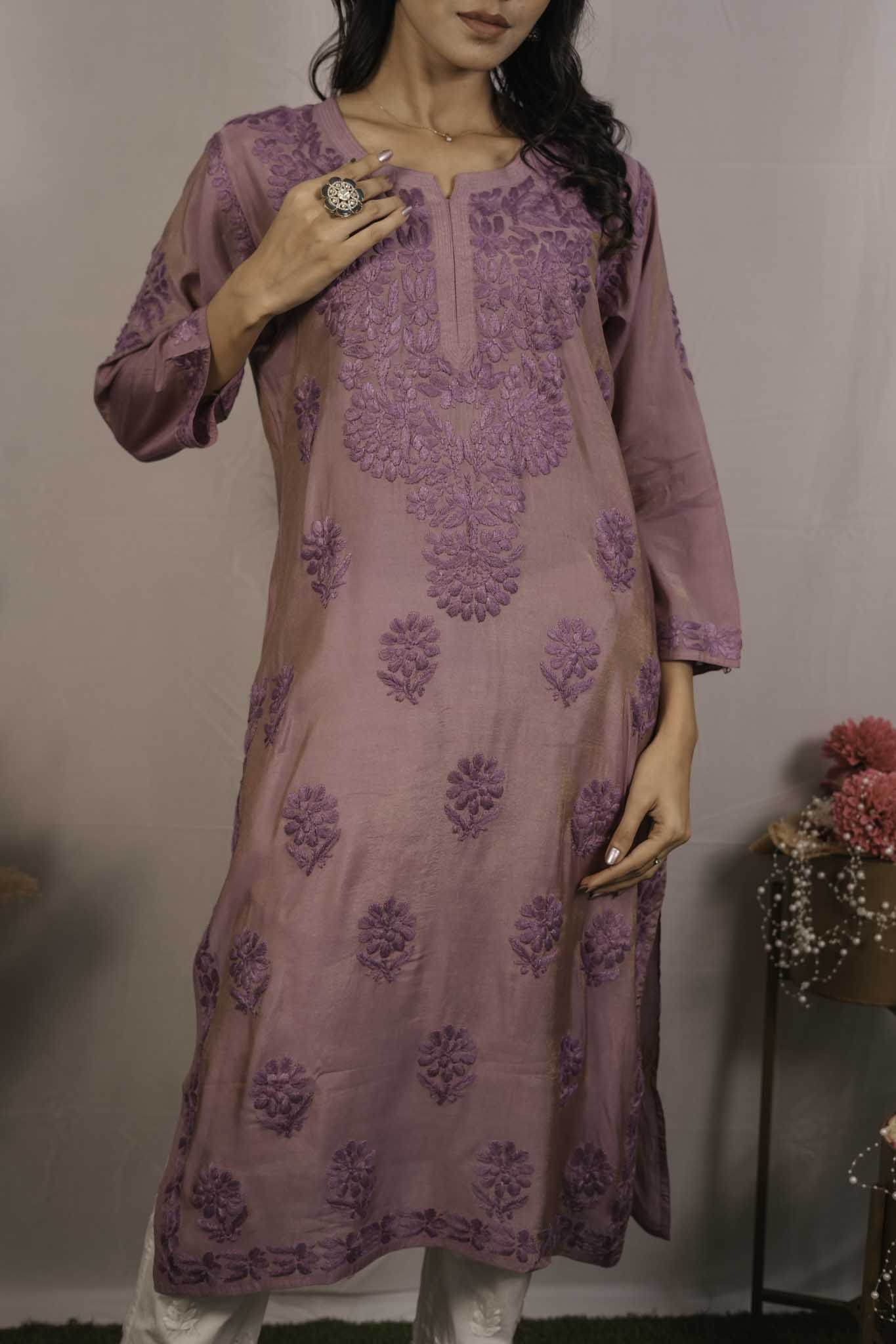 Tissue Chikankari Kurti