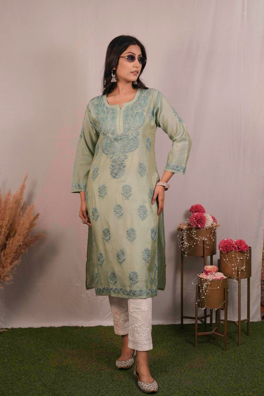 Tissue Chikankari Kurti