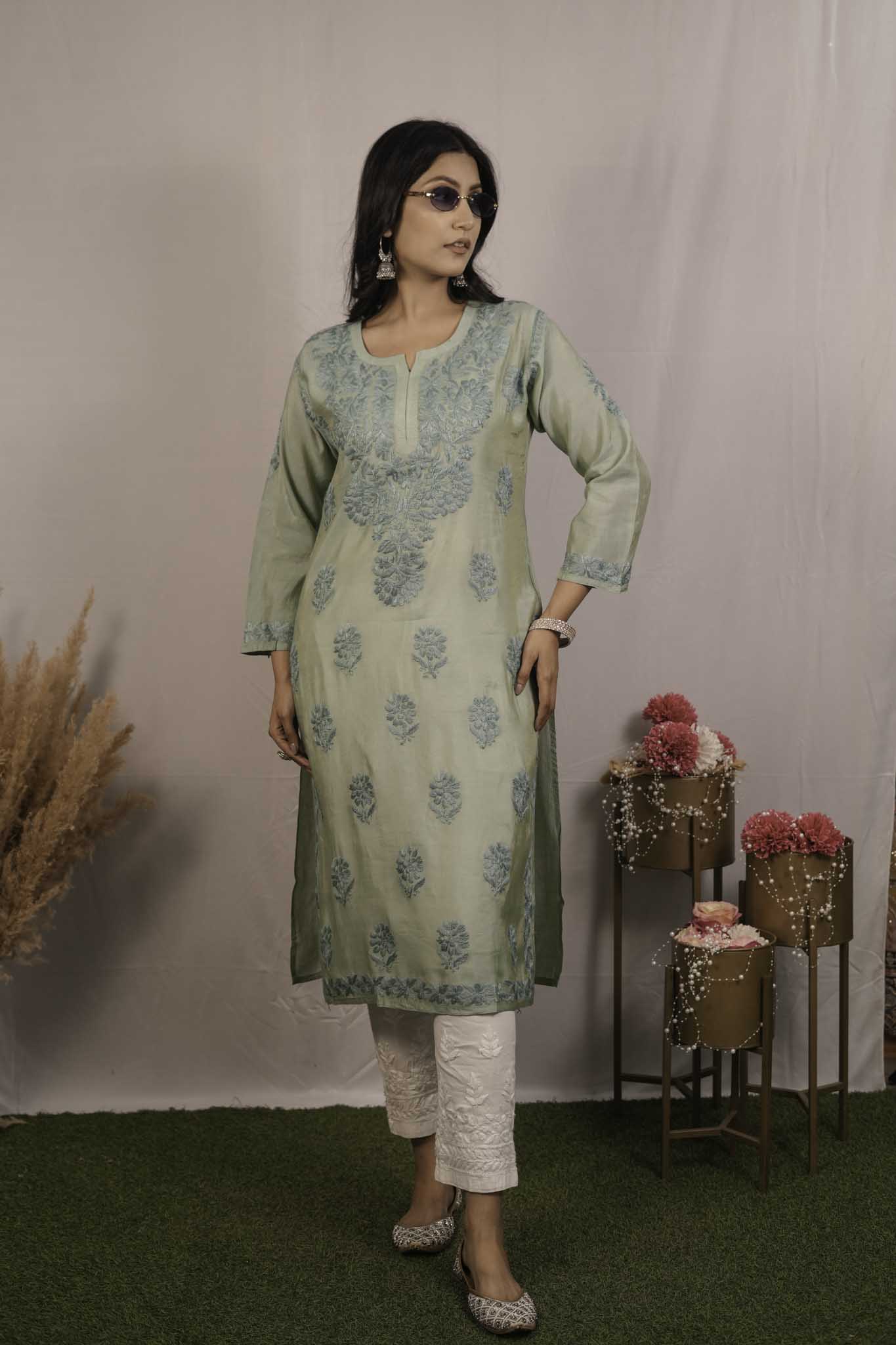 Tissue Chikankari Kurti