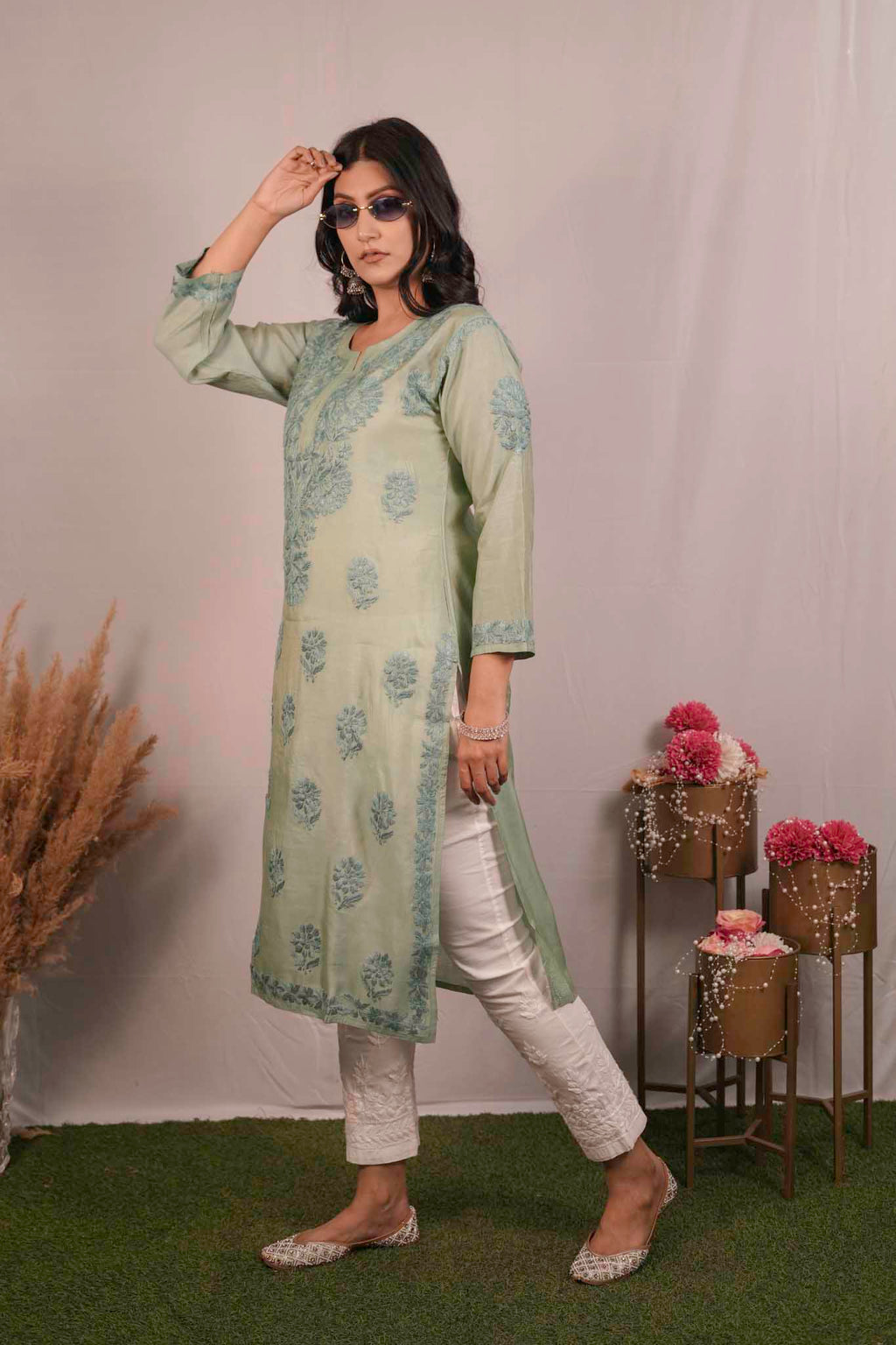 Tissue Chikankari Kurti