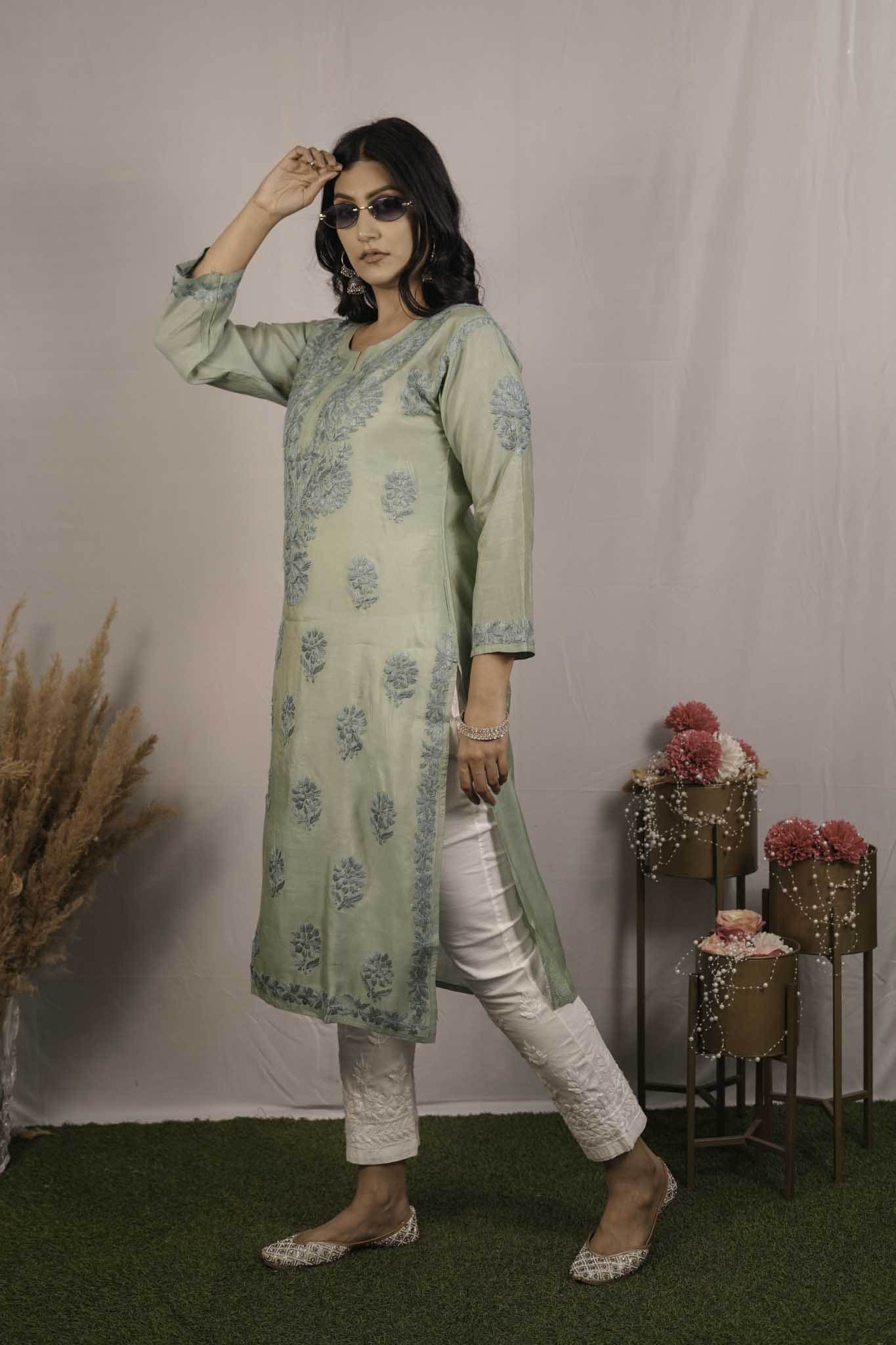 Tissue Chikankari Kurti