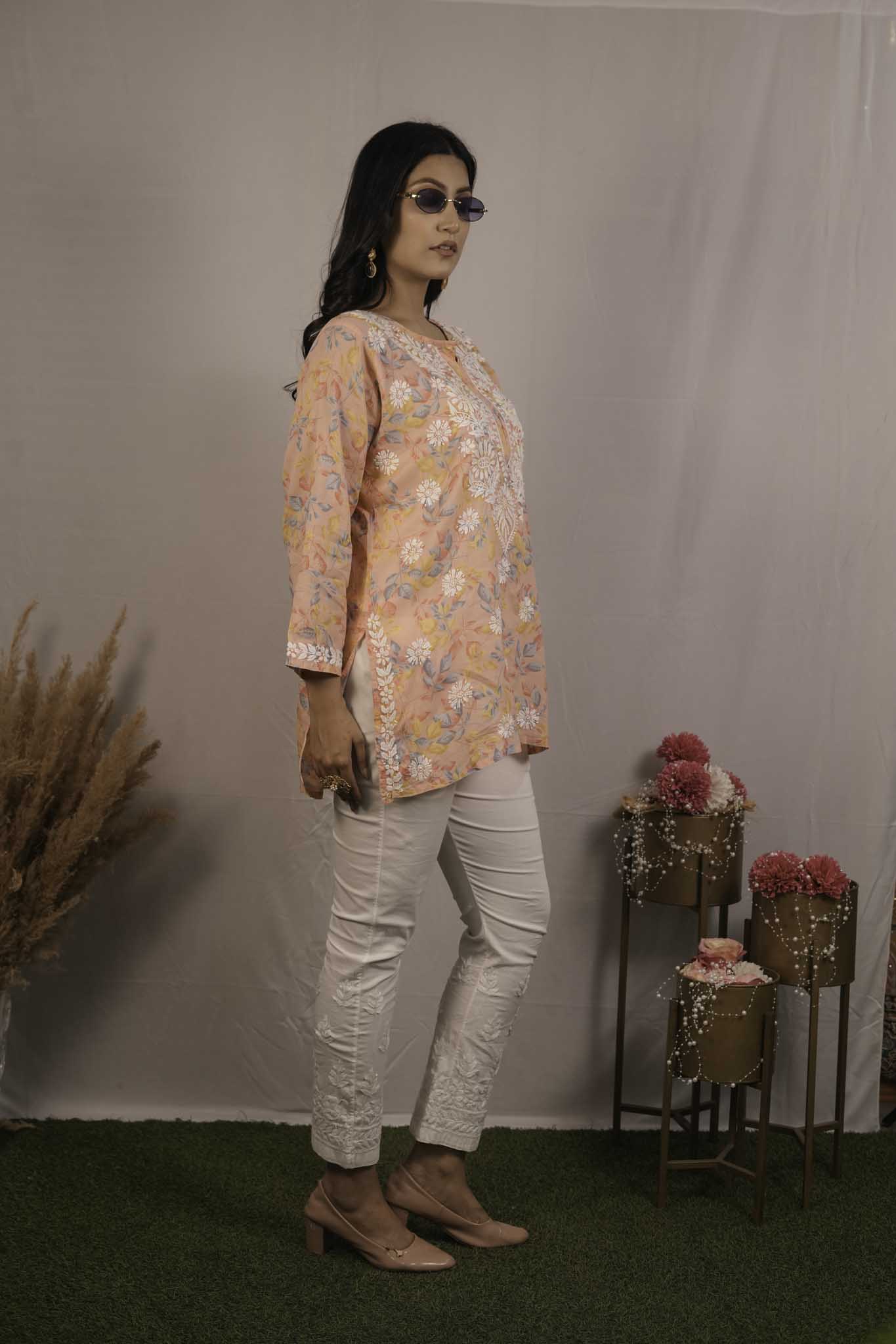 Mul Cotton Chikankari Short Kurti
