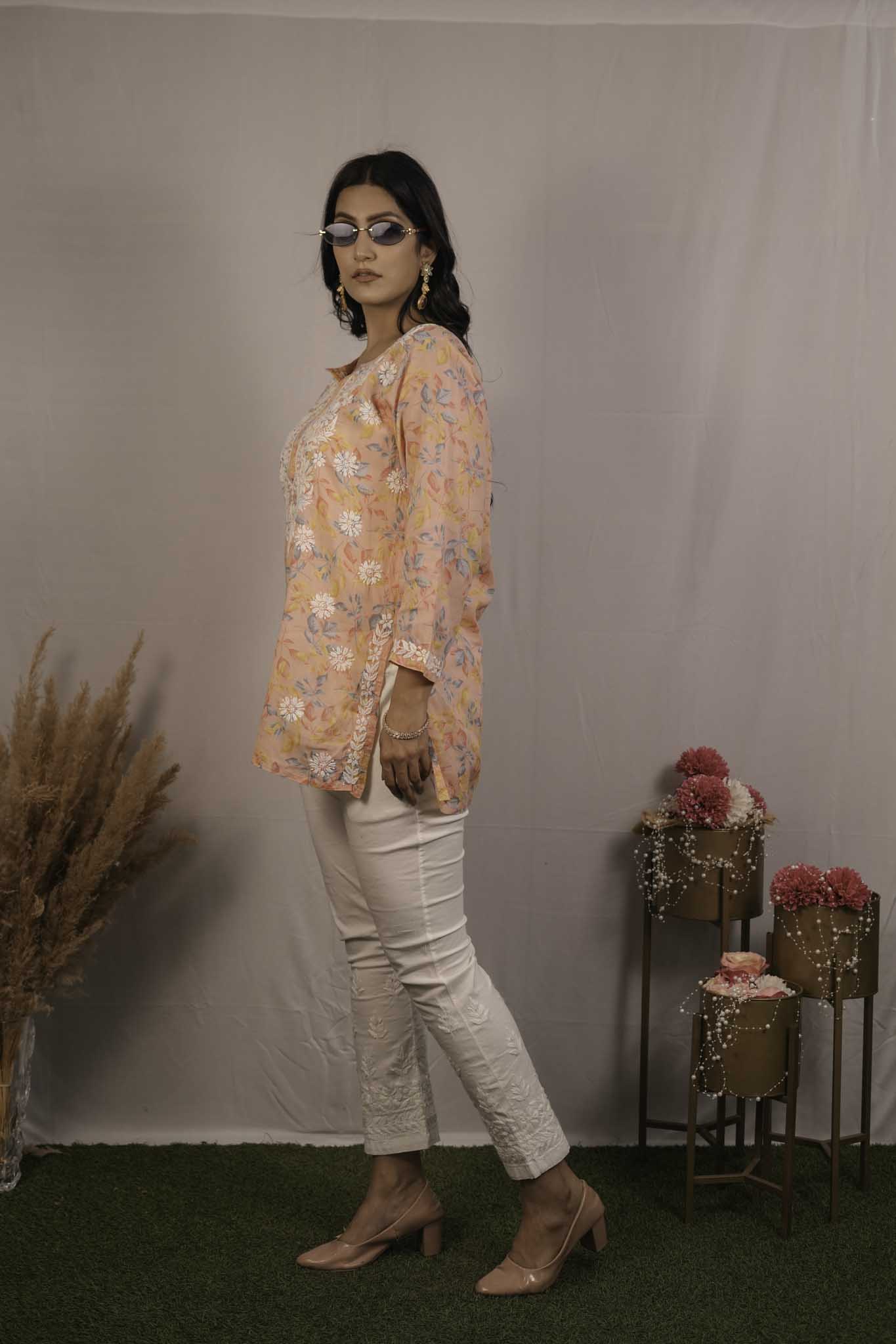 Mul Cotton Chikankari Short Kurti
