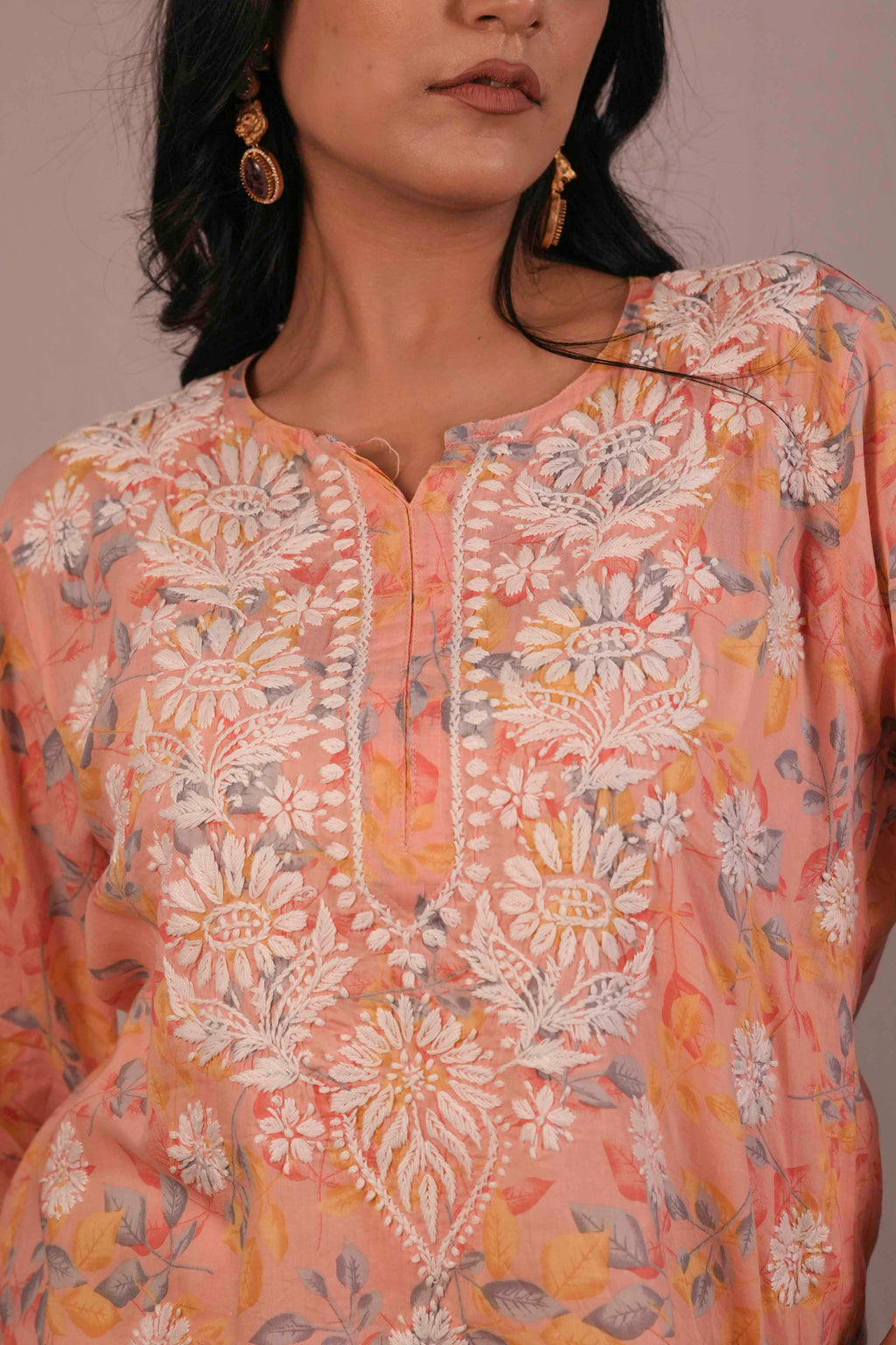 Mul Cotton Chikankari Short Kurti