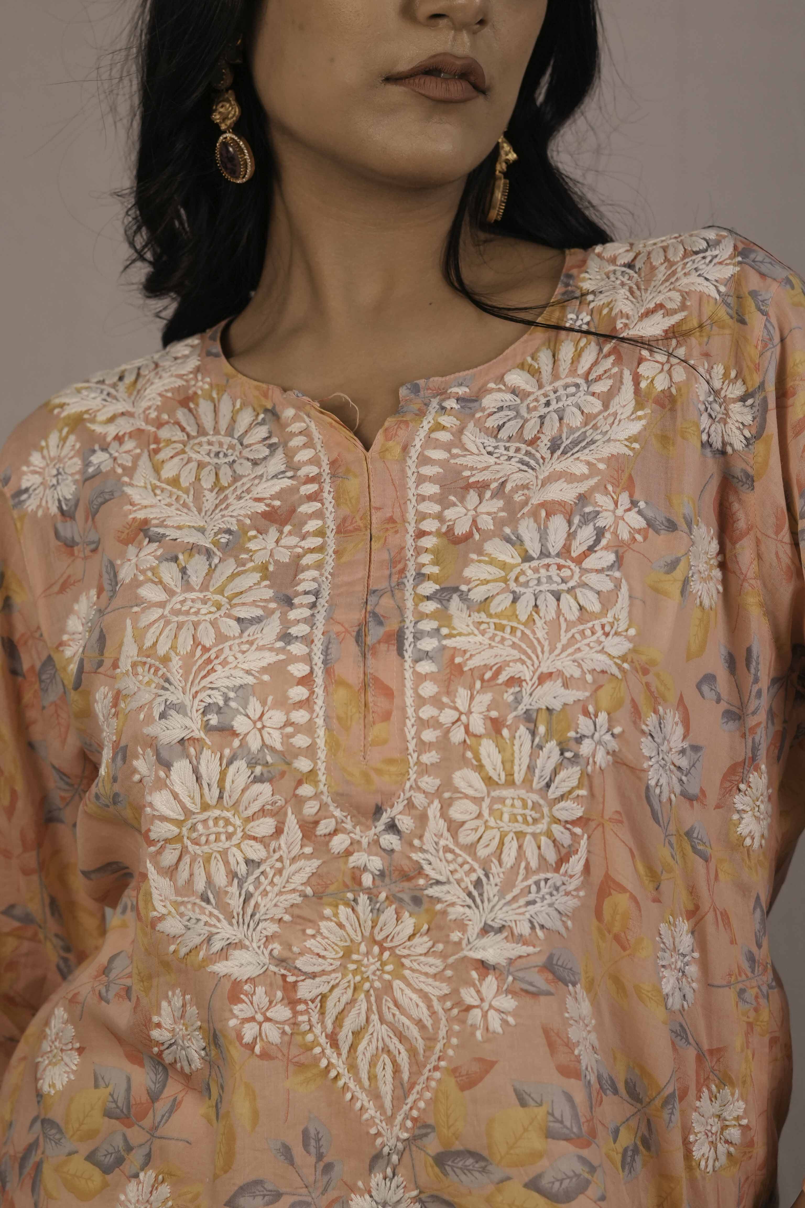 Mul Cotton Chikankari Short Kurti