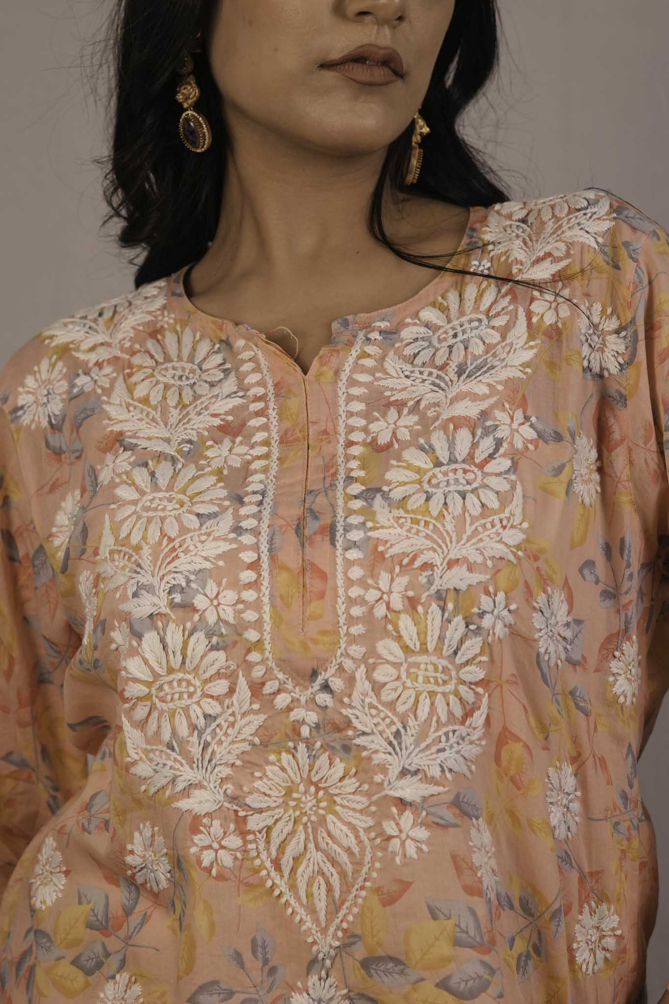 Mul Cotton Chikankari Short Kurti