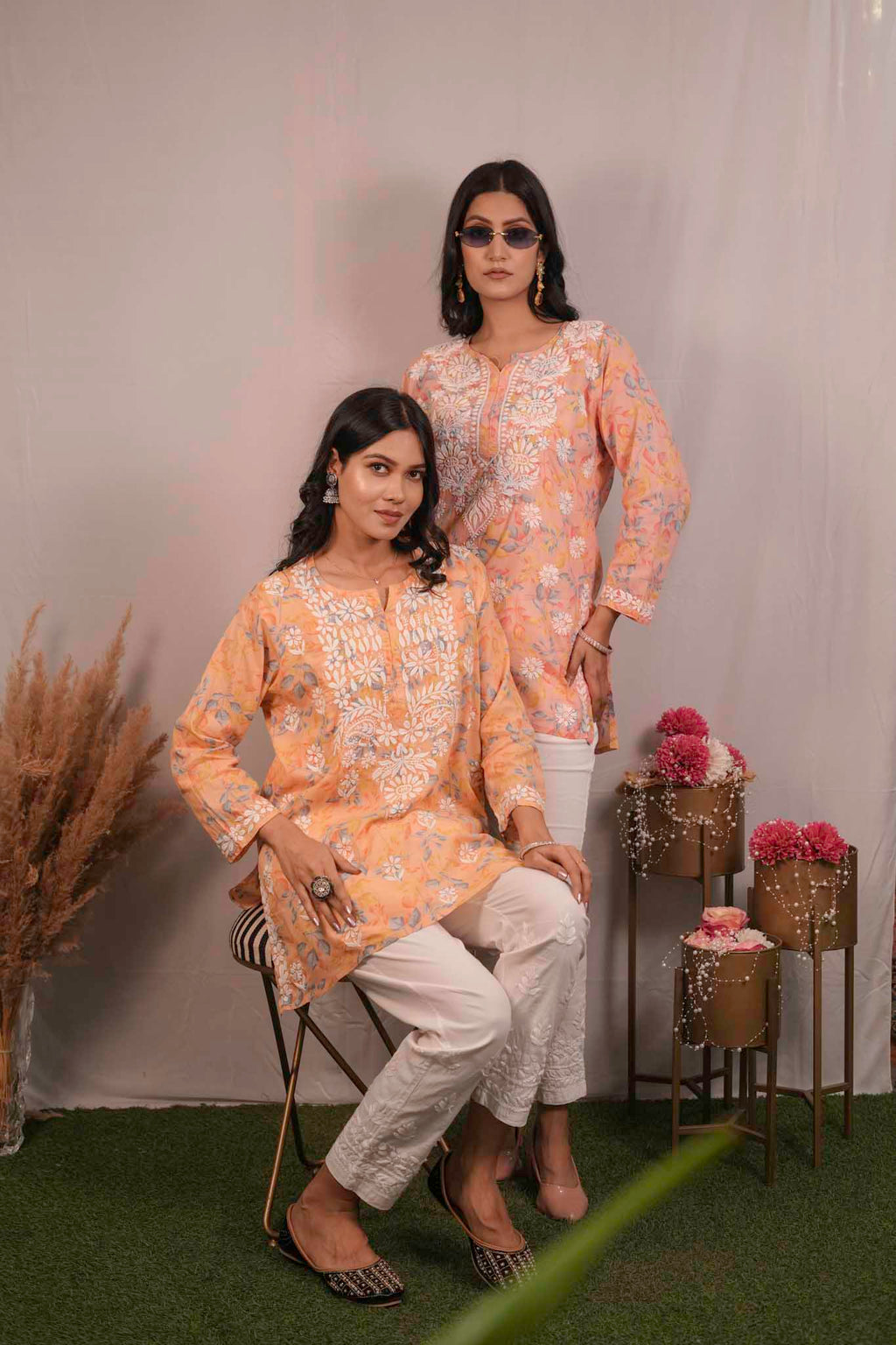 Mul Cotton Chikankari Short Kurti