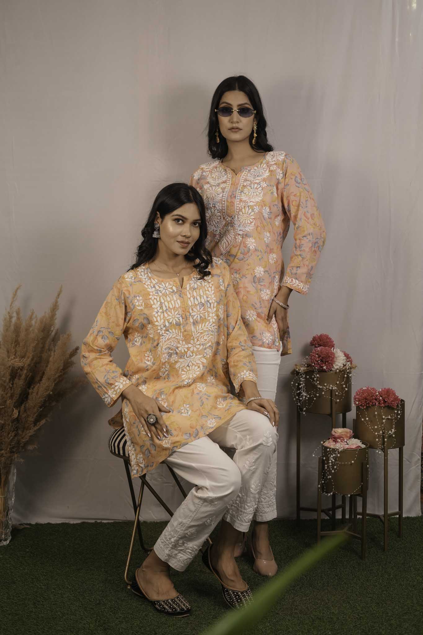 Mul Cotton Chikankari Short Kurti