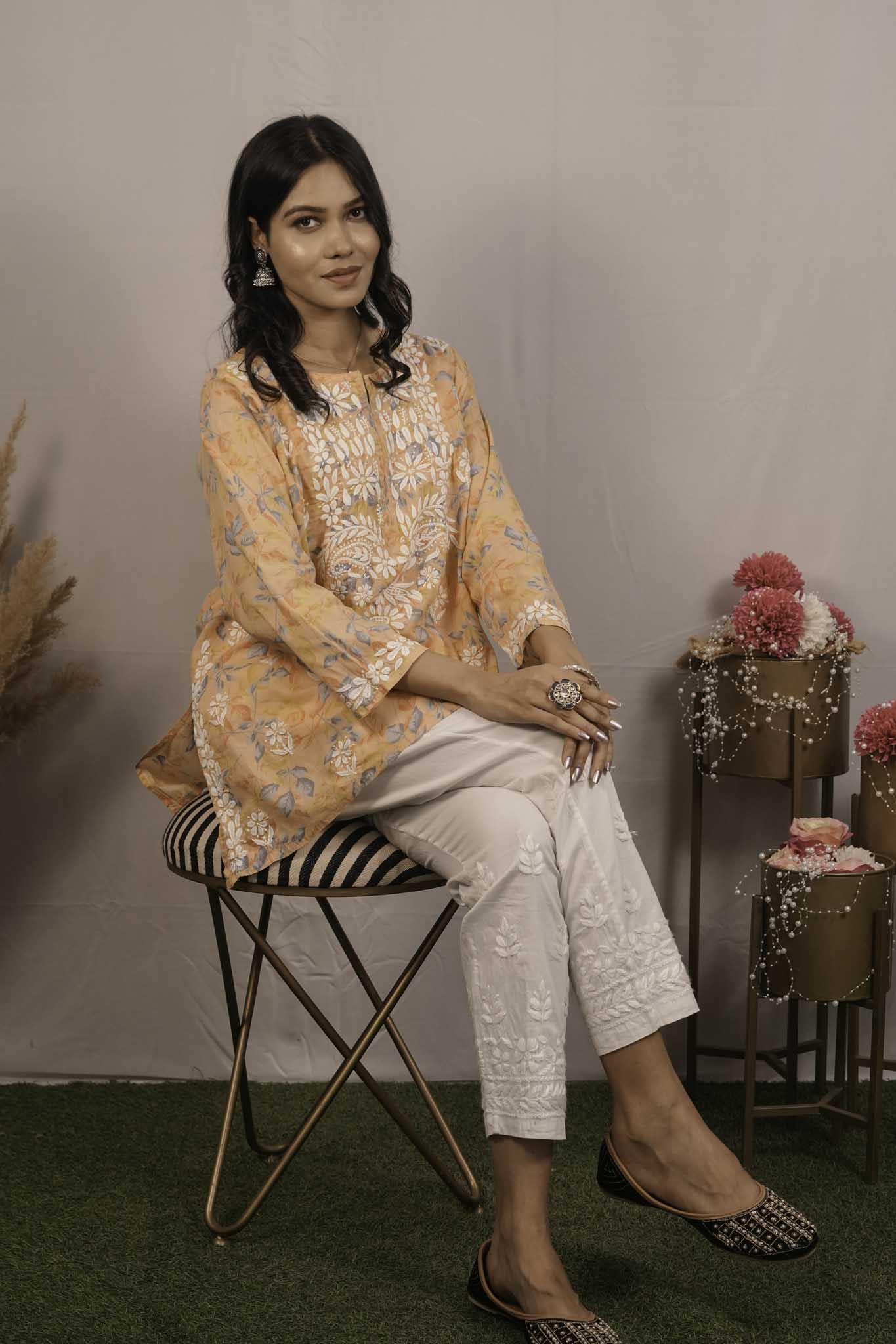 Mul Cotton Chikankari Short Kurti