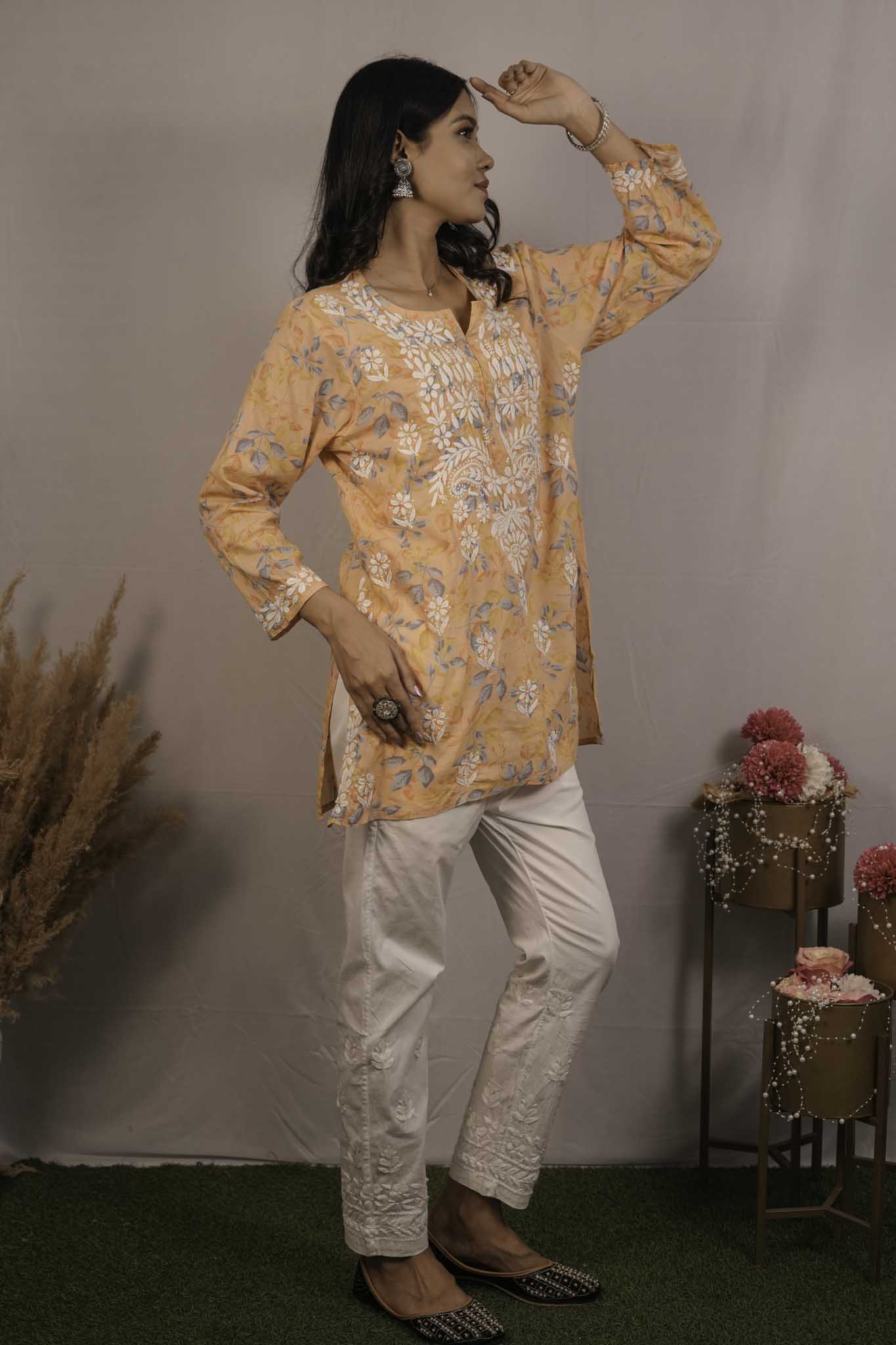 Mul Cotton Chikankari Short Kurti