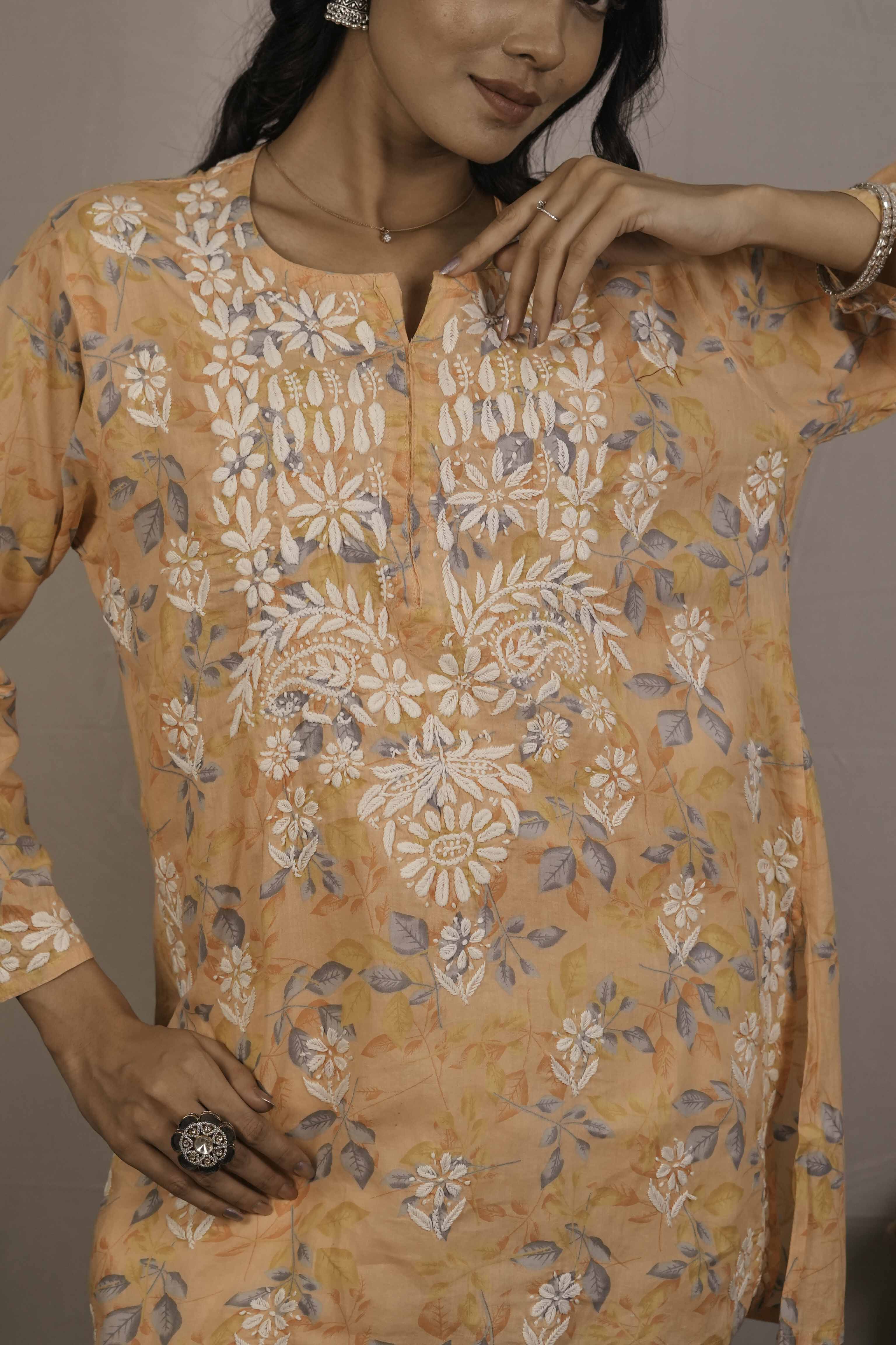 Mul Cotton Chikankari Short Kurti