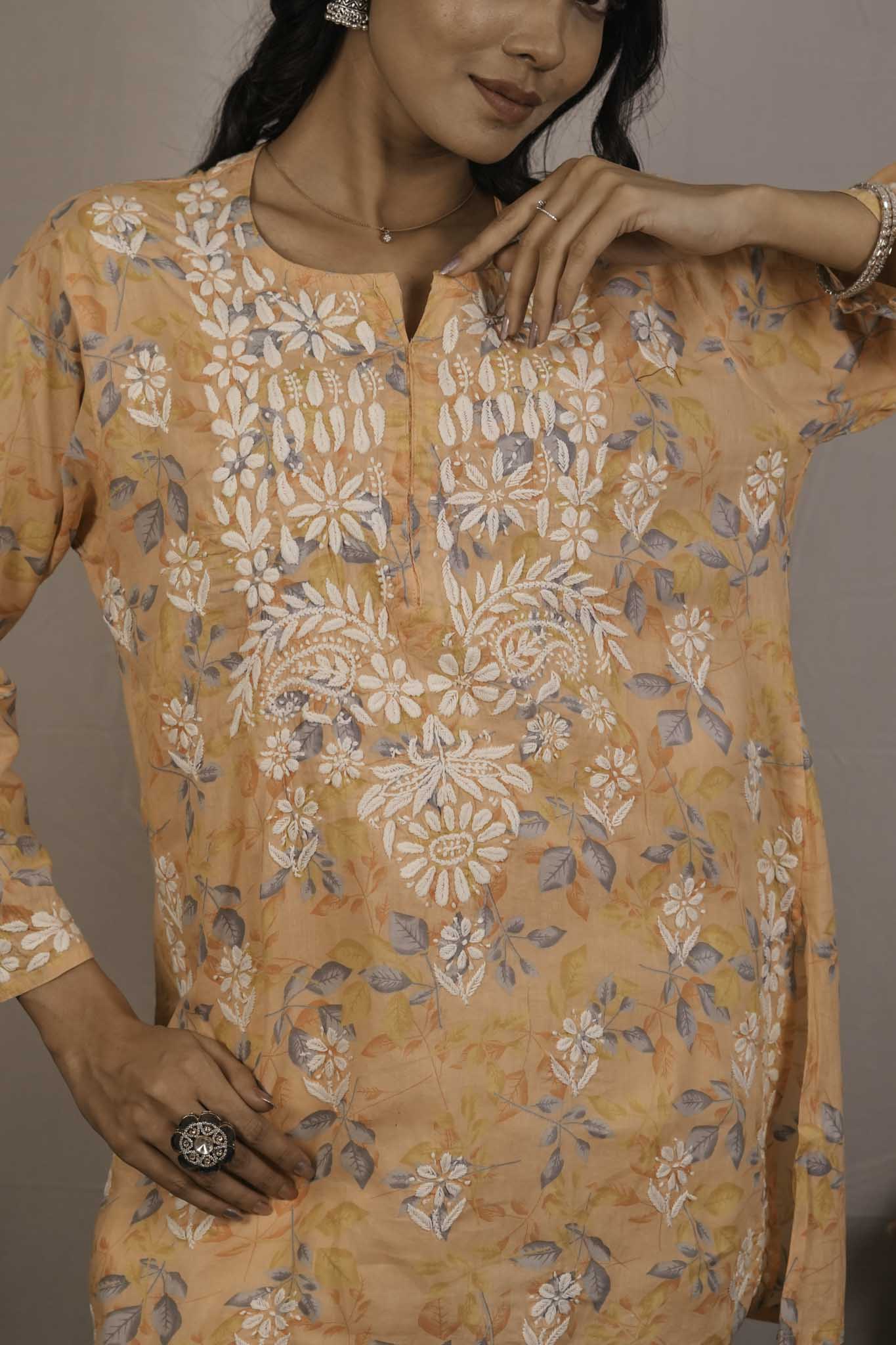 Mul Cotton Chikankari Short Kurti