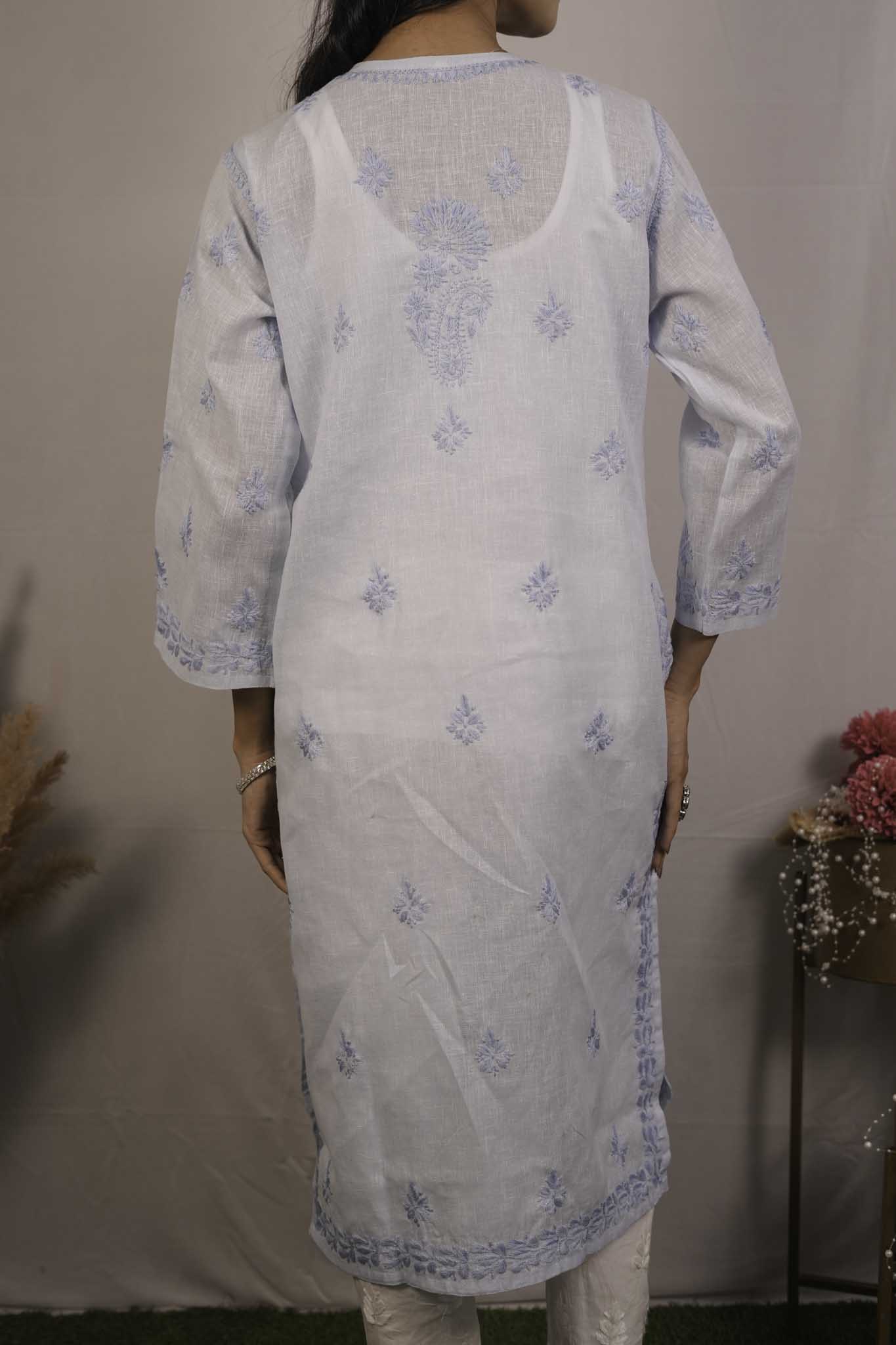 Linen Chikankari Kurti