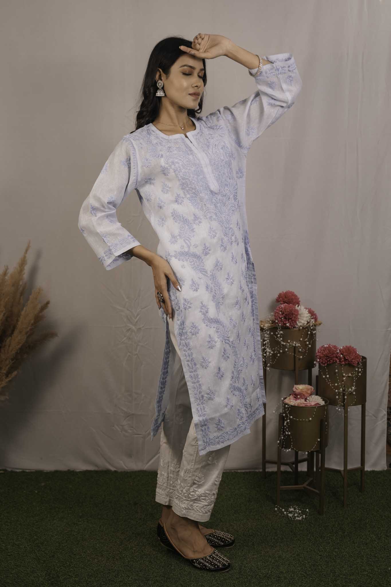 Linen Chikankari Kurti