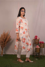 Printed Mul Cotton Chikankari Kurti