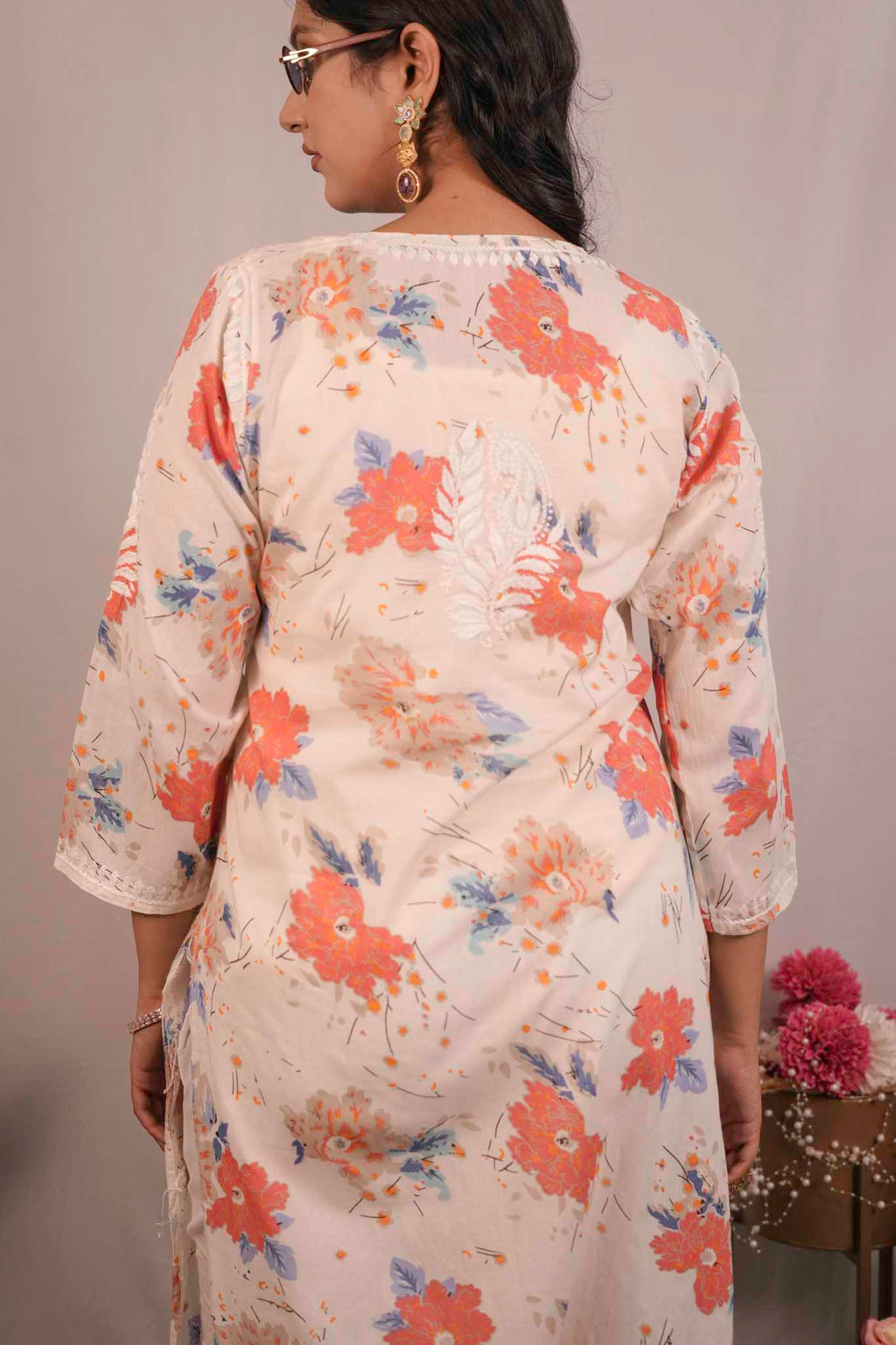 Printed Mul Cotton Chikankari Kurti