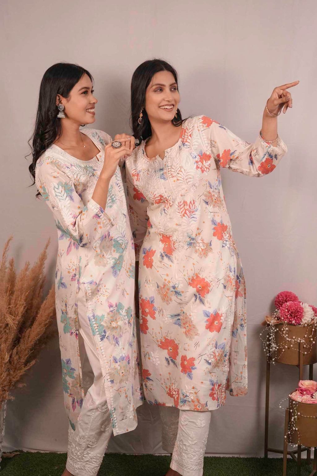 Printed Mul Cotton Chikankari Kurti