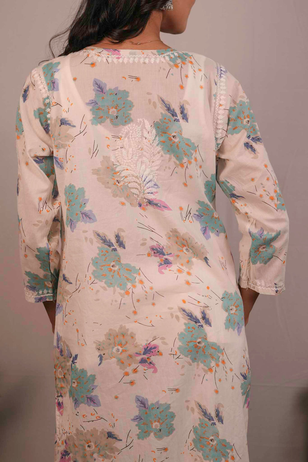 Printed Mul Cotton Chikankari Kurti