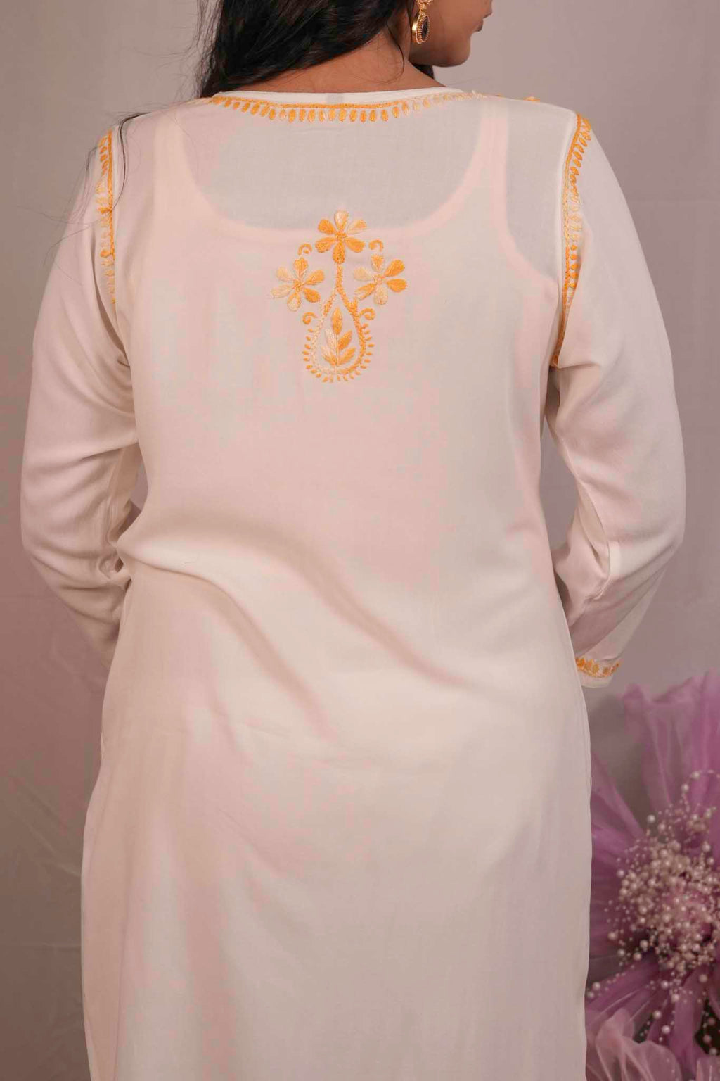 White Modal Chikankari Kurti
