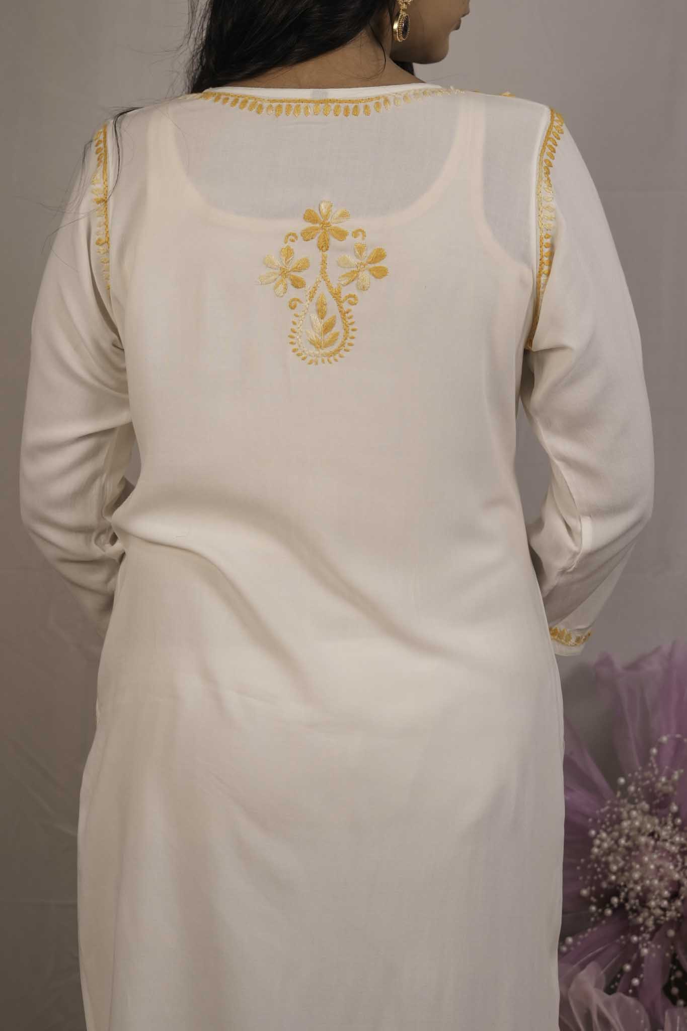 White Modal Chikankari Kurti