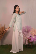Mulmul Chikankari Green Short Top