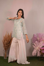 Mulmul Chikankari Green Short Top