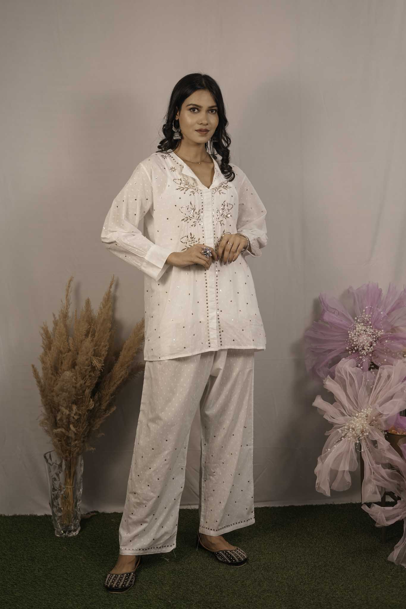 Mulmul Chikankari Co-ord Set