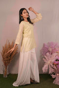Mulmul Chikankari Yellow Short Top