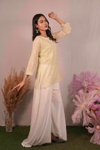 Mulmul Chikankari Yellow Short Top