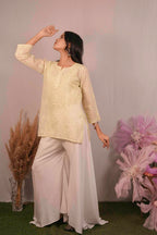 Mulmul Chikankari Yellow Short Top