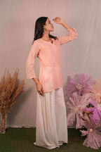 Mulmul Chikankari Orange Short Top