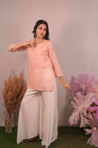 Mulmul Chikankari Orange Short Top