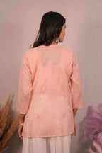 Mulmul Chikankari Orange Short Top